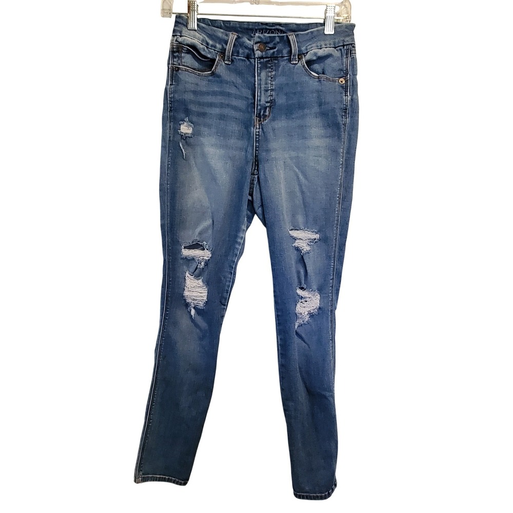 Arizona Jean Co Denim High Rise Distressed Skinny Jeans Womens Size 9 Blue